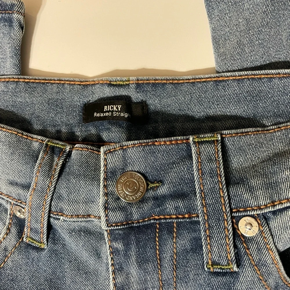 True Religion Ricky Big T Flap Jeans Medium Dusty Wash New